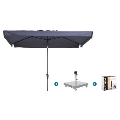 Madison Delos Luxe stokparasol 200x300 cm. - Safier blue met Sevilla voet en hoes