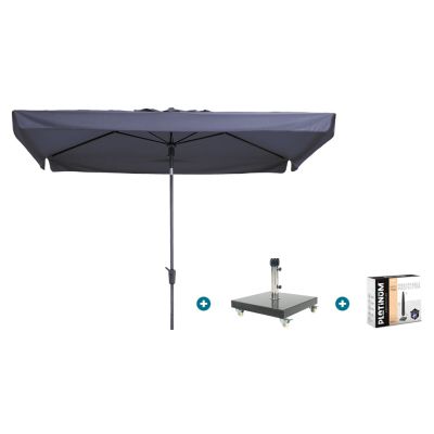 Madison Delos Luxe stokparasol 200x300 cm. - Safier blue met Granada voet en hoes