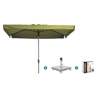Madison Delos Luxe stokparasol 200x300 cm. - Sage green met Sevilla voet en hoes