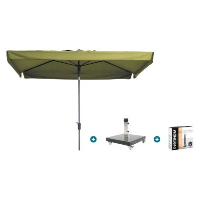 Madison Delos Luxe stokparasol 200x300 cm. - Sage green met Granada voet en hoes