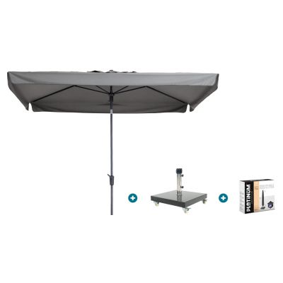 Madison Delos Luxe stokparasol 200x300 cm. - Light grey met Granada voet en hoes