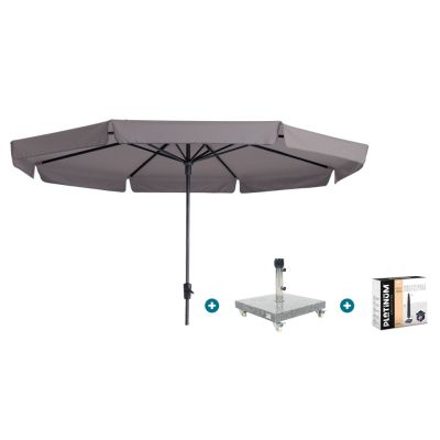 Madison Syros Luxe stokparasol Ø350 cm. - Taupe met Sevilla voet en hoes