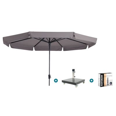 Madison Syros Luxe stokparasol Ø350 cm. - Taupe met Granada voet en hoes