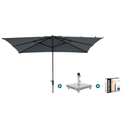 Madison Syros Luxe stokparasol 280x280 cm. - Grey met Sevilla voet en hoes