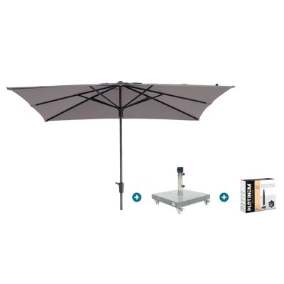 Madison Syros Luxe stokparasol 280x280 cm. - Taupe met Sevilla voet en hoes