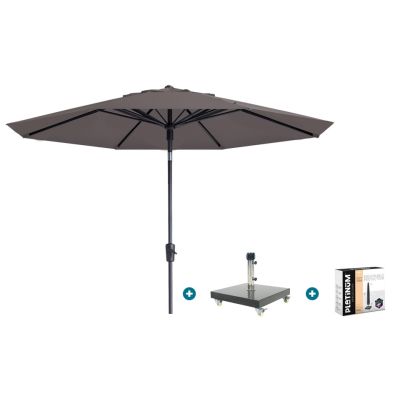 Madison Paros 2 Luxe stokparasol 3 m. rond - Taupe met Granada voet en hoes