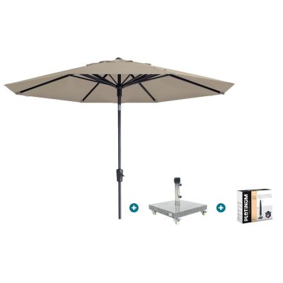 Madison Paros 2 Luxe stokparasol 3 m. rond - Ecru met Sevilla voet en hoes