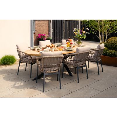 Julia/Prado ovale tuinset - 240x115cm. - 7-delig 