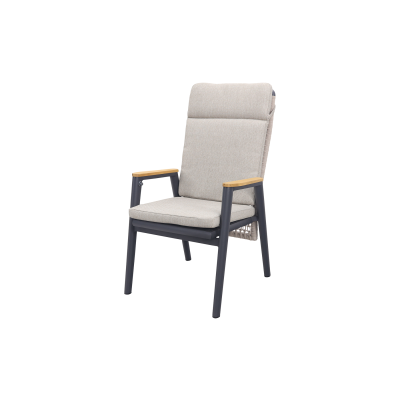 Solaro verstelbare dining tuinstoel - light rope / teak arm