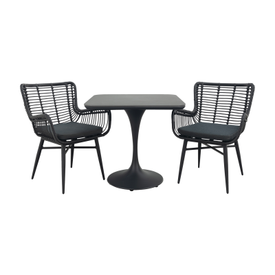 Jasmine/Toscara bistroset 80x80 cm. - Zwart/Keramiek