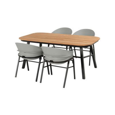 Hartman Tubb verstelbare tuinset 185x100 cm. (5-delig) - Teak/Concrete Grey