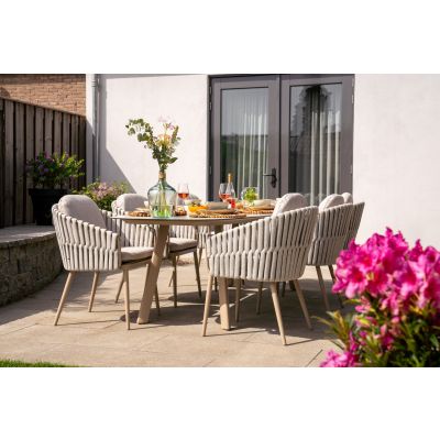 Taste Eva/Manolo 6-persoons deens ovale dining tuinset 240x103 cm. - Latte