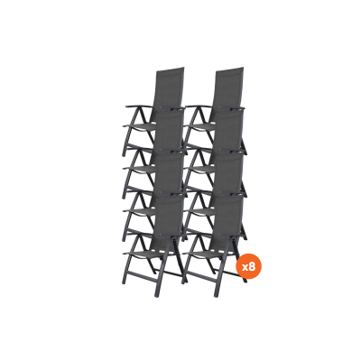 Set van 8 - Corsica verstelbare tuinstoel - Antraciet