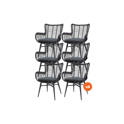 Set van 6 - Jasmine dining tuinstoel - Black