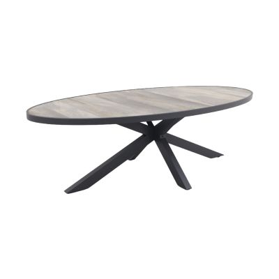 Silva tuintafel houtlook/keramiek - Ovaal - 240x115 cm.