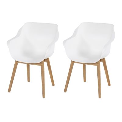 Set van 2 - Hartman Sophie Studio dining armstoel - White - Teak poot