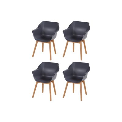 Set van 4 - Hartman Sophie Studio dining armstoel - Xerix - Teak poot