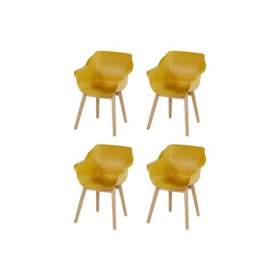 Set van 4 - Hartman Sophie Studio dining armstoel - Curry Yellow - Teak poot