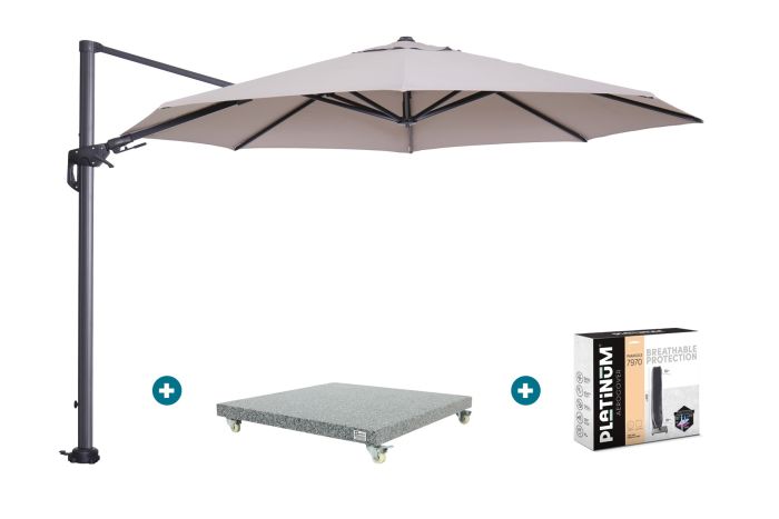 GI Hawaii zweefparasol 350 cm. - Sand - met Madrid voet en hoes