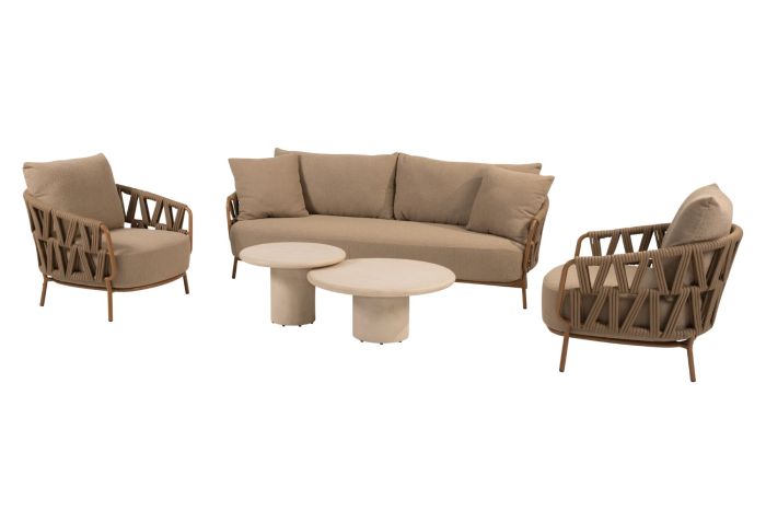 4SO Biarritz/Hampton stoel-bank loungeset - Amber/Mortex