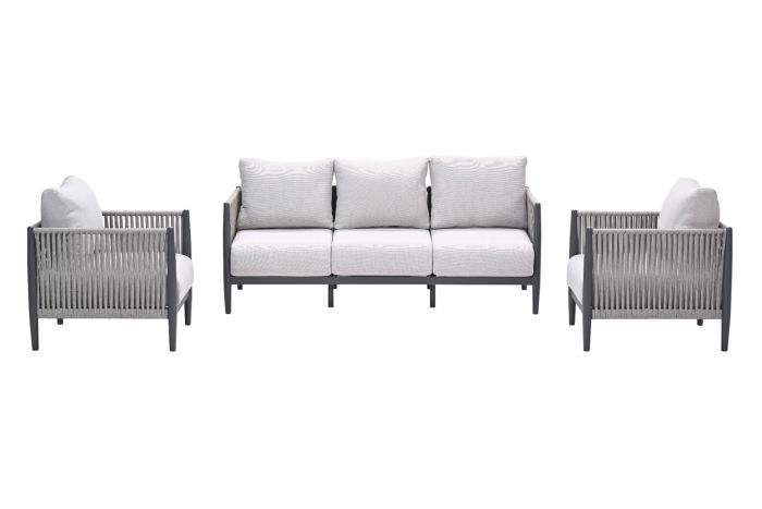 GI Diamo stoel-bank loungeset (3-delig) - Carbon Black/Zand - Op=Op