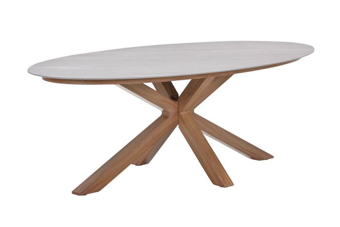 GI Scotland ovale tuintafel 230x115 cm. - Teak look/Zand - Op=Op