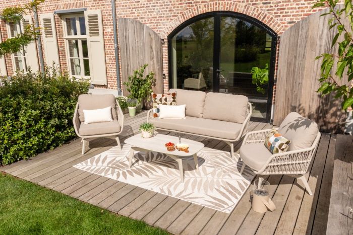 Hadassa stoel-bank loungeset (4-delig) - Rope/Zand
