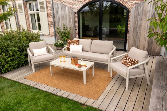 Ivola stoel-bank loungeset (4-delig) - Rope/Zand