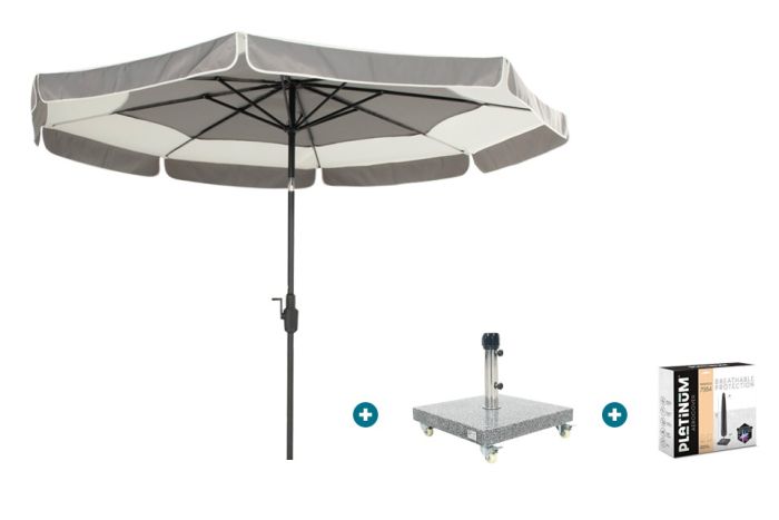Hartman Tubb stokparasol Ø300 cm. - Grijs met Sevilla voet en hoes