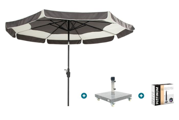 Hartman Tubb stokparasol Ø300 cm. - Donkergrijs met Sevilla voet en hoes