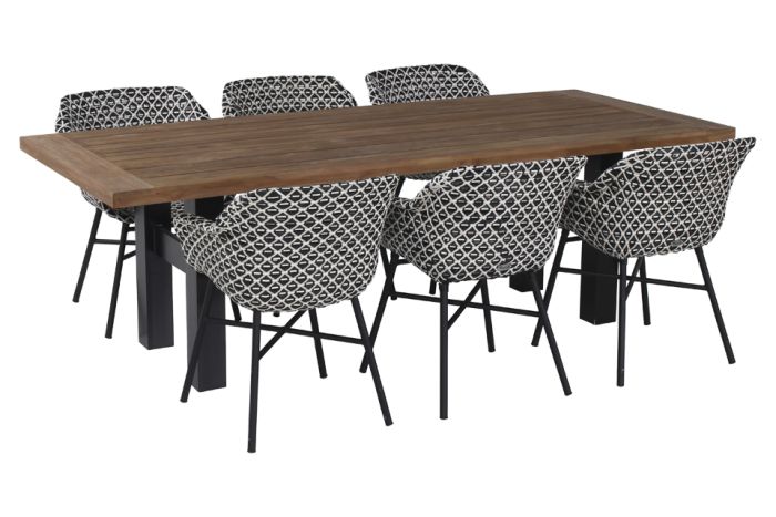 Hartman tuinset - Heron tuintafel 240 cm. + Delphine tuinstoel white-black