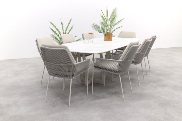 SUNS Punta/Palermo Deens Ovale tuinset - Neolith® - 280 x 116 cm. -9 -delig 