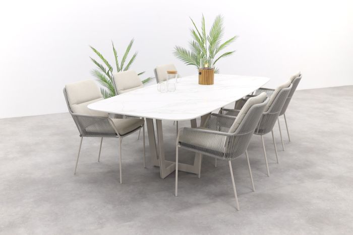 SUNS Punta/Palermo Deens Ovale tuinset - Neolith® - 280 x 116 cm. - 7-delig 