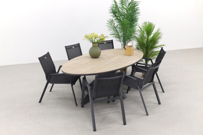 Hartman Napoli stapelbaar/GI Edison 220x115 cm. - ovale tuinset