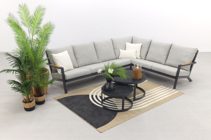 Santos/Rhodos loungeset - hoekbank - antraciet 3-delig