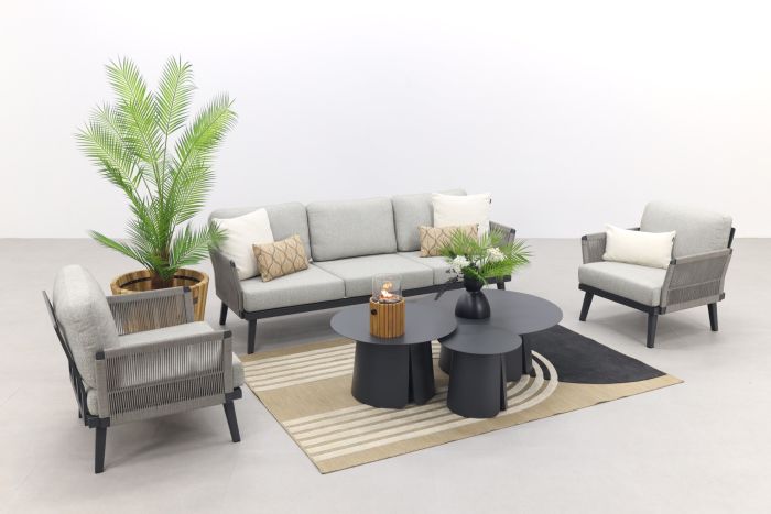Durban/Velora royal grey stoel-bank loungeset - 6-delig 