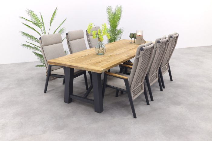 Solaro/Keltex verstelbare tuinset 265x101 cm. (7-delig) - Teak/Zand