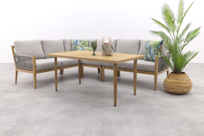 GI Sardinia lounge-dining set (5-delig) -  Aluminium Teak look/Zand