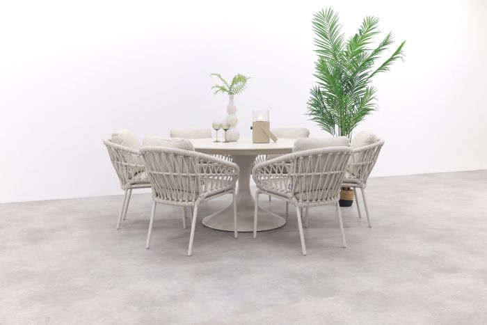 Suns Tosca/Nova ronde tuinset Ø150 cm. (7-delig) - Rope/Zand