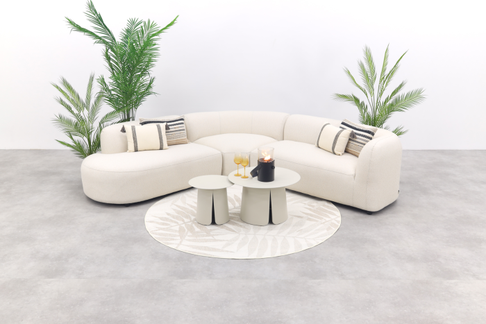 Madeira/Velora ronde loungeset rechts - Naturel Sunbrella/Cream