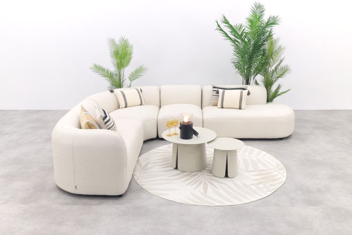 Madeira/Velora ronde loungeset links + tussenelement - Naturel Sunbrella/Cream