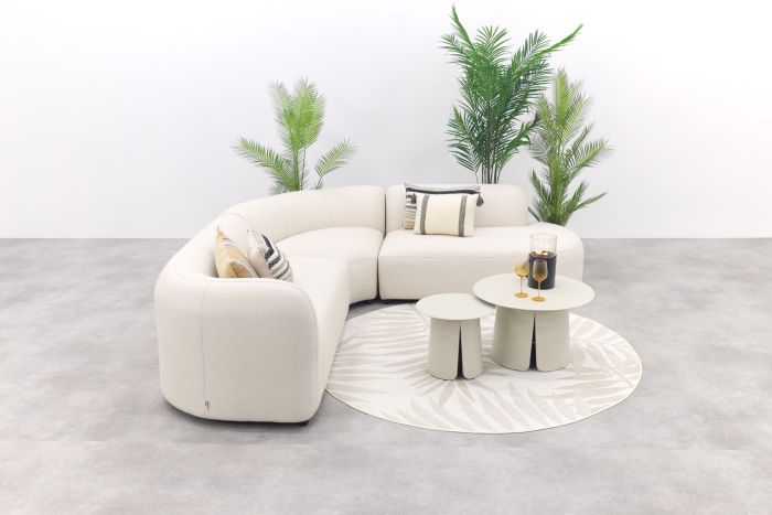 Madeira/Velora ronde loungeset links - Naturel Sunbrella/Cream