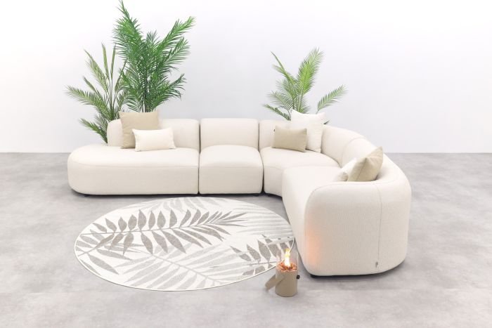 Madeira ronde hoekbank rechts + tussenelement - Naturel Sunbrella