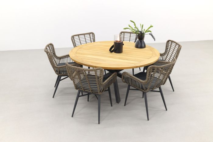 Jasmine natural/Taste Prado 160 cm. - Ronde tuinset