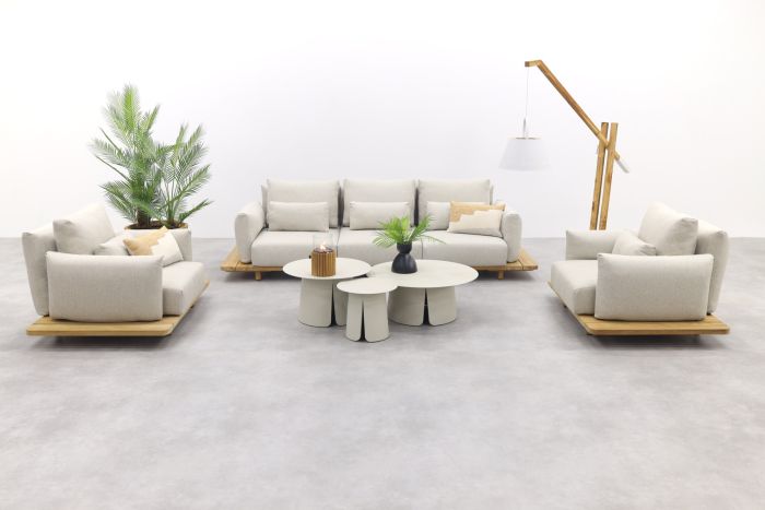 Suns Bora loungeset - Gravel natural teak - Velora - 6-delig