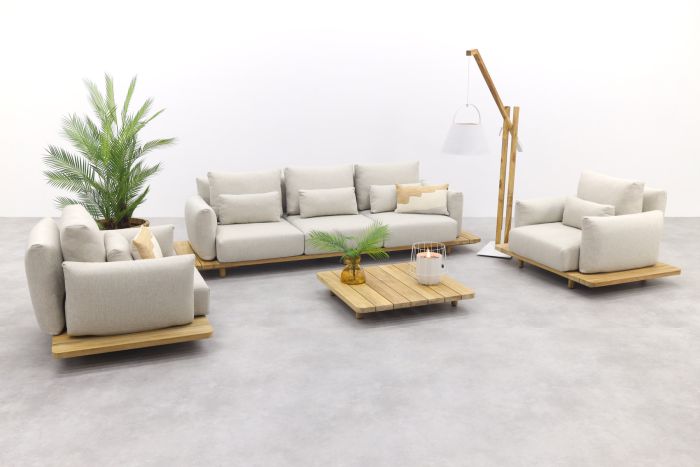 Suns Bora loungeset - Gravel natural teak - 4-delig