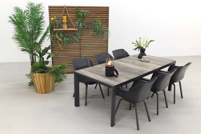 Hartman Sophie Xerix/Kings tuinset antraciet - 220x100 cm. - Keramiek tafelblad