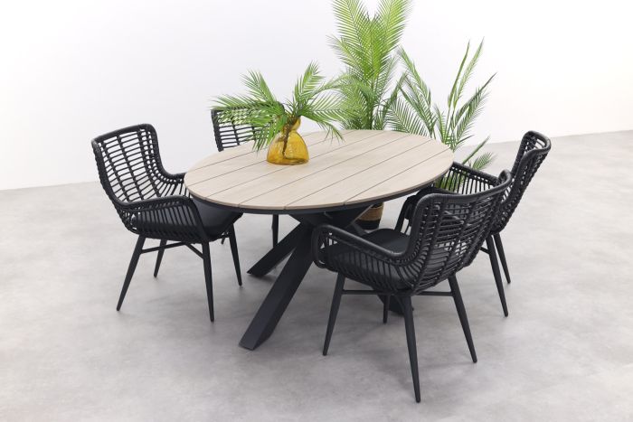Jasmine Black / GI Edison 180 x 115 cm. tafel - ovale tuinset