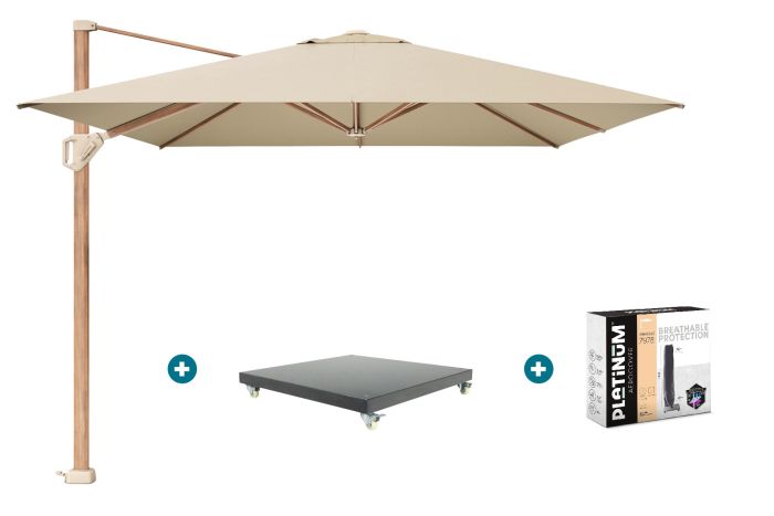 Platinum Challenger Premium T1 4x3 m - Champagne Teak met Marbella voet en hoes