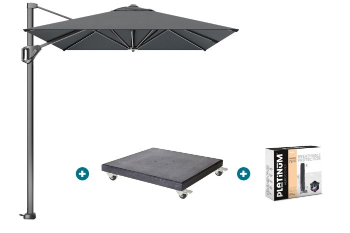 Platinum Voyager zweefparasol T1 3x2 m. - Antraciet met Modena voet en hoes